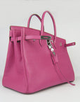 HMS Birkin 35cm Togo Leather Handbags 6099 Peach Silver