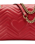 (WMNS) GCCI GG Marmont Gold Logo Distress Leather Chain Shoulder Messenger Bag Red Classic 443496-DTDIT-6433
