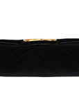 (WMNS) GCCI GG Marmont Gold Logo Distress Velvet Chain Shoulder Messenger Bag Mini Black 474575-9QIDT-1000