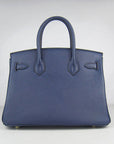 HMS Birkin 30cm Togo Leather Handbags Dark Blue Golden