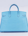 HMS Birkin 35cm Togo Leather Handbags 6099 Light Blue Golden