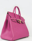 HMS Birkin 35cm Togo Leather Handbags Peach Golden