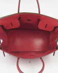 HMS Birkin 35CM Togo Leather Handbags 6099 red silver