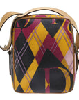 CHRISTIAN D1OR Argyle Check Shoulder Bag Nylon Yellow Pink 05-MA-0064 Auth 47588