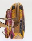 CHRISTIAN D1OR Argyle Check Shoulder Bag Nylon Yellow Pink 05-MA-0064 Auth 47588