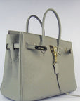 HMS Birkin 35cm Togo Leather Handbags Dark Grey Golden
