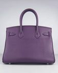 HMS Birkin 30cm Togo Leather Handbags Purple Silver