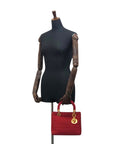 Christian D1OR Cannage Charm Handbag Red Vintage cstet8