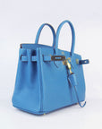HMS Birkin 30cm Togo Leather Handbags Blue Golden
