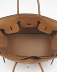 HMS Birkin 35cm Togo Leather Handbags Light Coffee Silver