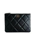 19 Medium Lambskin Clutch Bag Black CH