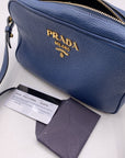 PRD Blue Vitello Phenix Leather Crossbody Messenger Camera Bag