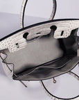 HMS Birkin 30cm Crocodile Leather Bag With Strap Himalaya Gold