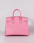 HMS Birkin 30cm Ostrich Leather With Strap Pink Gold