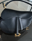 *New Version with Strap* D1OR Saddle Medium Grained Calfskin Black Golden Hardware