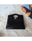 31 Gold Hardware Small Shiny Lambskin Shoulder Bag Black CH