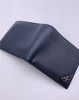 PRD Blue Saffiano Leather Bifold Wallet Coin Purse