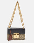 GCCI Gg Supreme Canvas And Leather Small Padlock Shoulder Bag