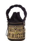 FNDI Black & Gold Baroque Suede Palazzo Bucket Bag