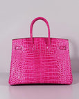 HMS Birkin 35cm Crocodile Leather Handbag Rose Gold