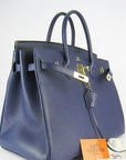 HMS Birkin 35cm Togo Leather Handbags 6099 Dark Blue Golden