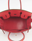 HMS Birkin 30cm Togo Leather Handbags Red Golden