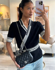 *HOT* CH Black Mini Square Flap Bag in Lambskin with Silver Hardware