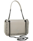 PRD Chain Shoulder Bag Leather Ivory Auth 66873