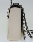 PRD Chain Shoulder Bag Leather Ivory Auth 66873