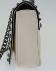 PRD Chain Shoulder Bag Leather Ivory Auth 66873