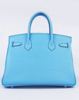 HMS Birkin 30cm Togo Leather Handbags Light Blue Silver