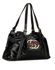 GCCI Bride Double G Sy Line Tote Bag 162094 Black G Patent Leather GCCI