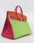 HMS Birkin 35cm Togo Leather Handbags 6099 Red/Orange/Green S