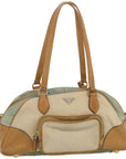 PRD Hand Bag Canvas Beige Auth 67412