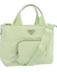 PRD Hand Bag Nylon 2way Light Green Auth 68918A