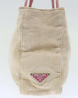 PRD Hand Bag Canvas Beige Pink Auth 71008