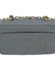 CHRISTIAN D1OR Canage Caro Shoulder Bag Leather Gray Auth 71331A