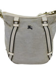 BBERRY Blue Label Shoulder Bag Canvas Gray Auth 71350