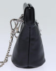 PRD Chain Shoulder Pouch Leather Black Auth 72105
