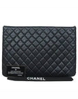 A69251 Black Caviar Beauty CC Silver Logo Large Clutch CH