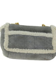 CHRISTIAN D1OR Canage Chain Shoulder Bag Suede Gray Auth 73253A