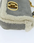 CHRISTIAN D1OR Canage Chain Shoulder Bag Suede Gray Auth 73253A
