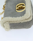 CHRISTIAN D1OR Canage Chain Shoulder Bag Suede Gray Auth 73253A