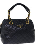 PRD Hand Bag Leather Navy Auth 74454