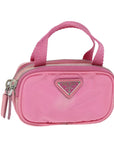 PRD Hand Bag Nylon Pink Auth 74569