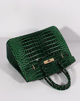 HMS Birkin 30cm Crocodile Leather Bag With Strap Green Gold