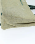PRD Hand Bag Canvas Green Beige Auth 74967