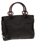 PRD Hand Bag Nylon Brown Auth 75646