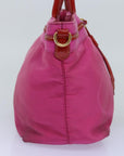 PRD Hand Bag Nylon Pink Red Auth 75823