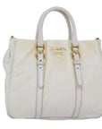 PRD Hand Bag Nylon White Auth 75995